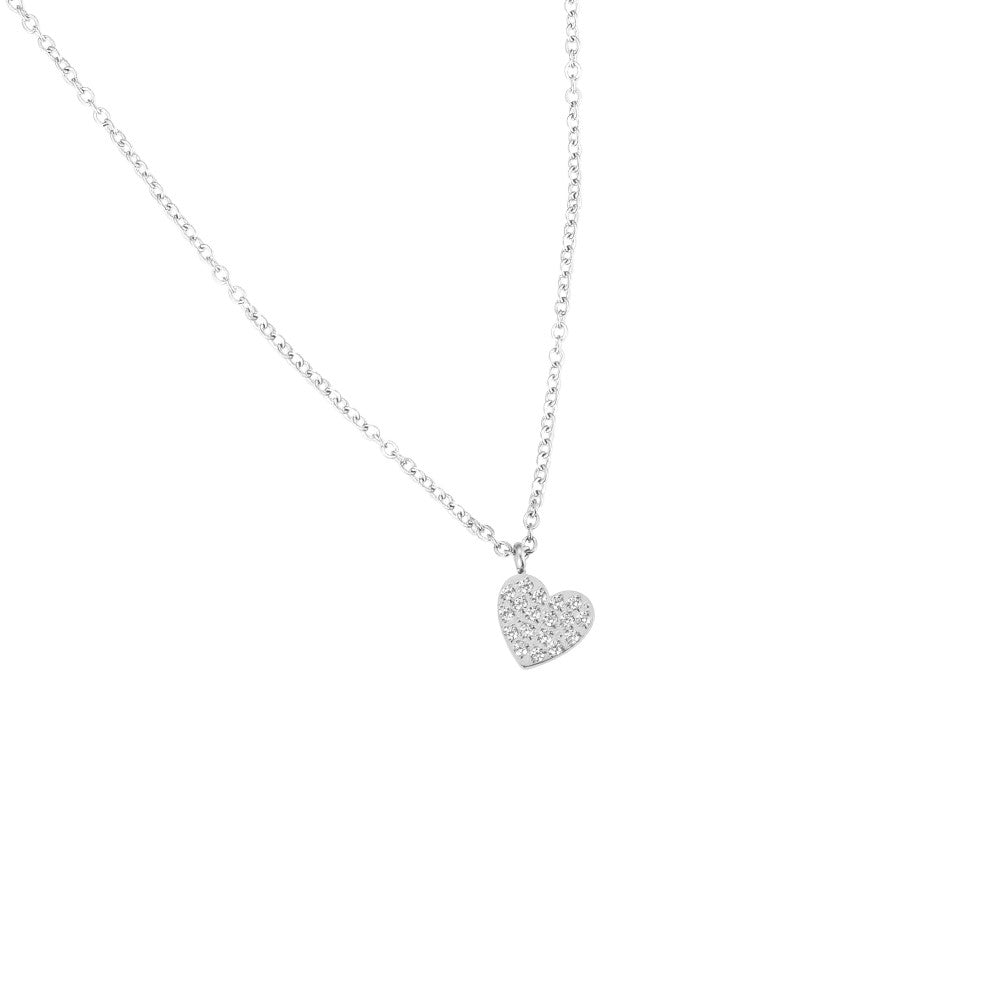 Sparkling Heart Simple Chain Halskette